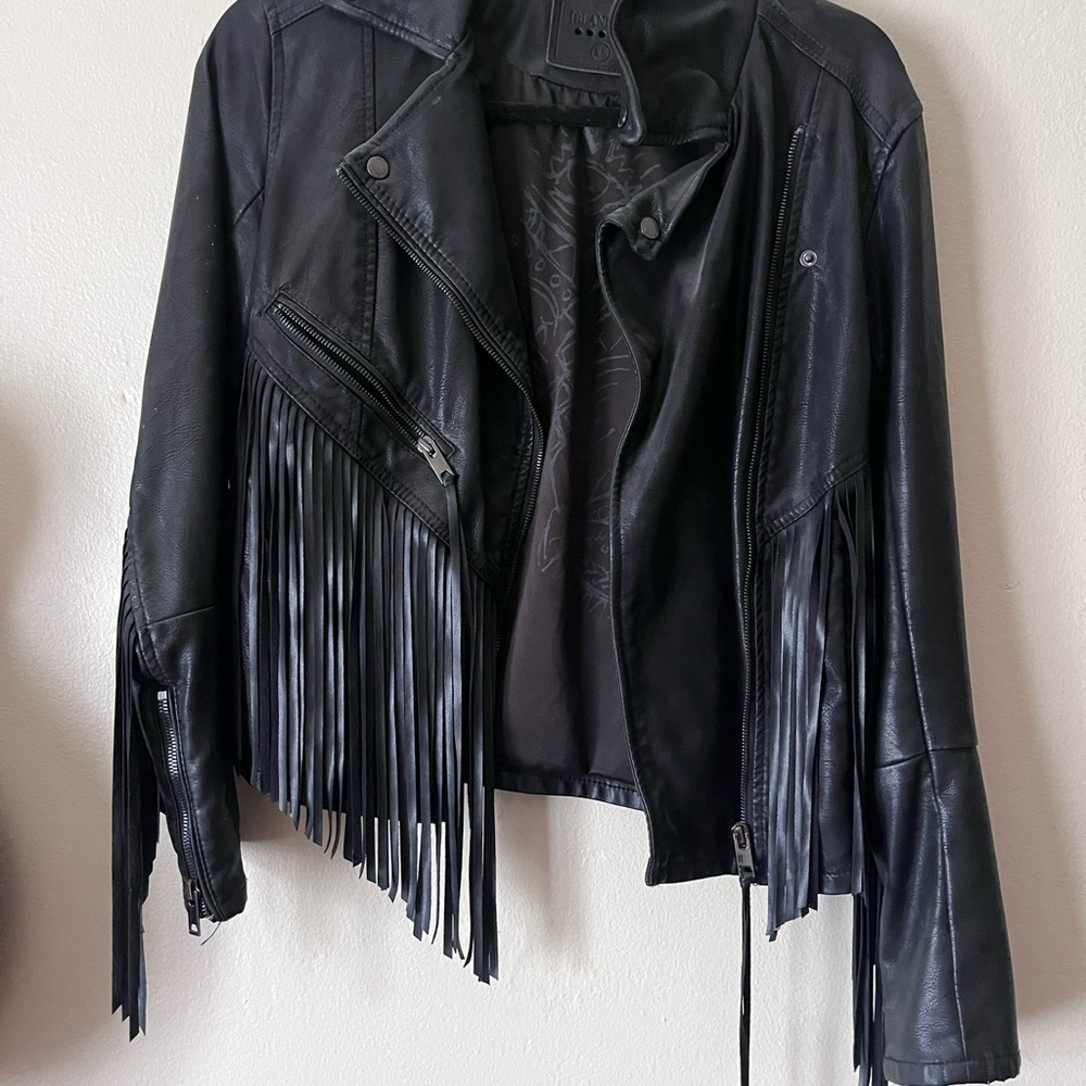 Black Fringe Leather Jacket